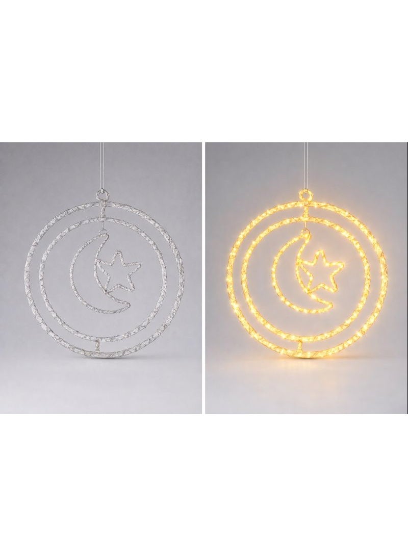 Home Care 50 سم ضوء LED على شكل هلال ونجمة مع حبل - زينة دافئة بيضاء - Image 3